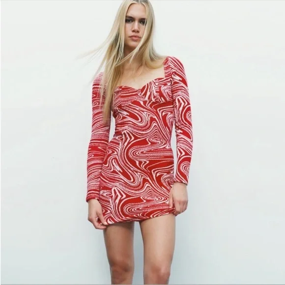 jacquard mini dress zara Zara - Zw Collection Jacquard Mini Dress - Ecru / Beige - M